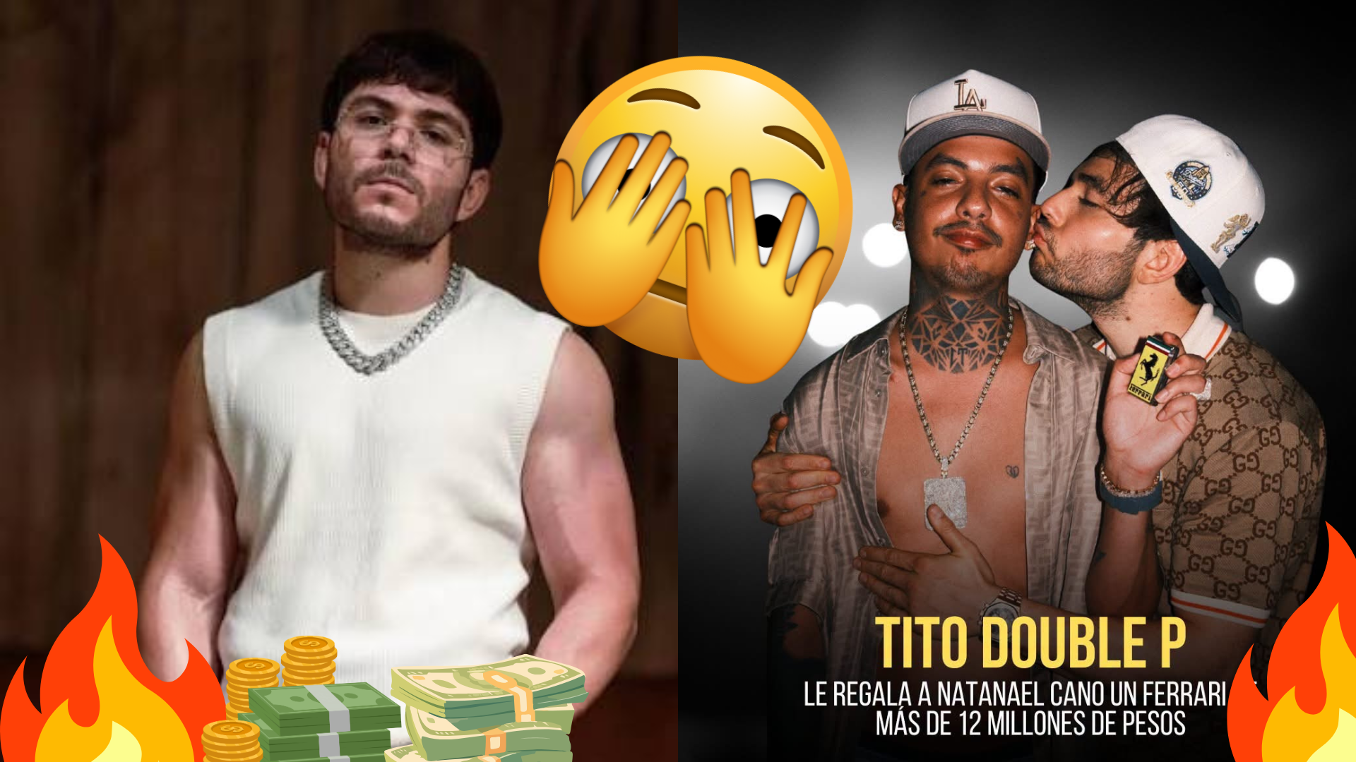 Tito Double P regalo 2026: El cantante sorprende a Natanael Cano con un lujoso Ferrari